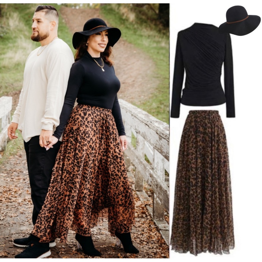 🍂 Leopard Watercolor Maxi Skirt | Brown | Size M/L | Fast Shipping